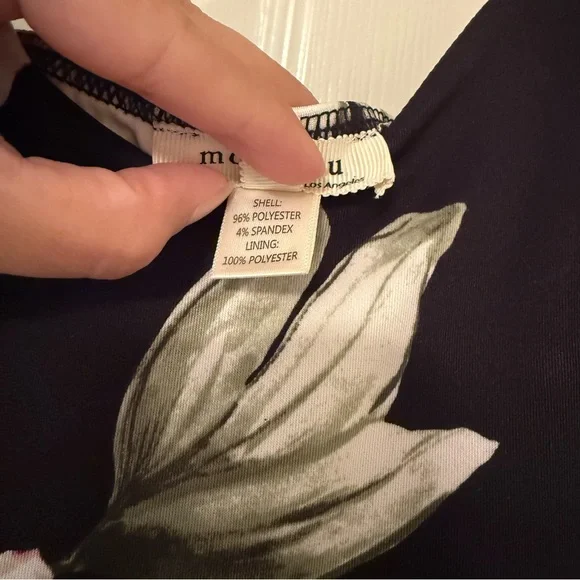 Monteau Black Dress with White Floral Design wedding guest dance classic - Picture 4 of 4